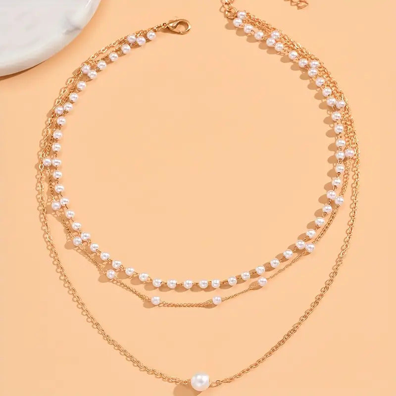 3 Layer Pearl Necklace