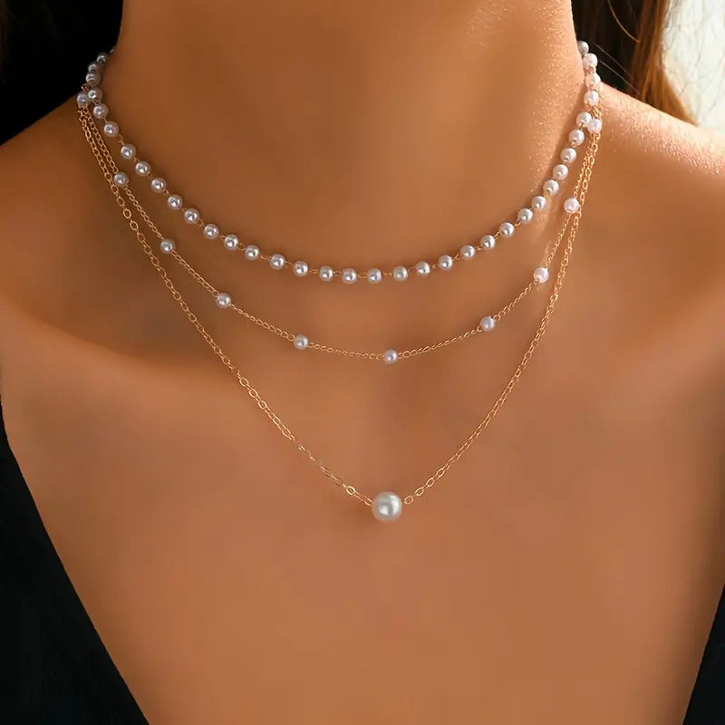 3 Layer Pearl Necklace